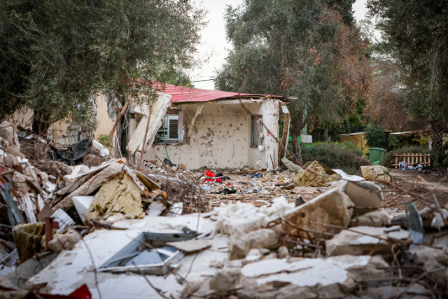 The destruction caused by Hamas terrorists in Kibbutz Re'im on October 7, 2023, near the Israeli-Gaza border, in southern Israel, November 26, 2023 (Photo: Yossi Zamir/Flash90)