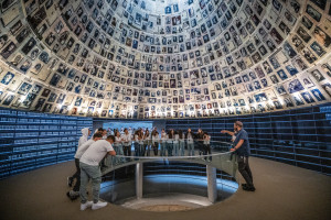 Visitors seen at the Yad Vashem Holocaust Memorial museum in Jerusalem on May 2, 2024. Photo by Yonatan Sindel/Flash90