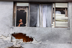 The site where a rocket fired from Lebanon into Northern Israel hit the northern Israeli city of Kiryat Shmona, May 5, 2024 (Photo: David Cohen/Flash90).