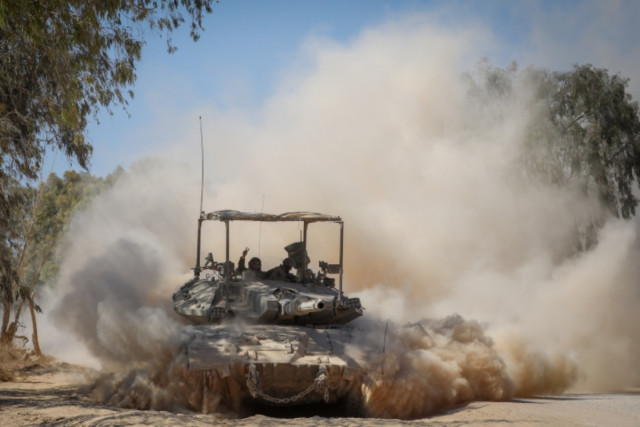 Israeli soldiers at a staging area not far from the Israeli-Gaza border,July 2, 2024 (Photo: Jamal Awadg/Flash90).