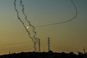 Israeli Iron Dome intercepts a drone fired from Lebanon near Ramot Naftali, on August 21, 2024. Photo by Ayal Margolin/Flash90
