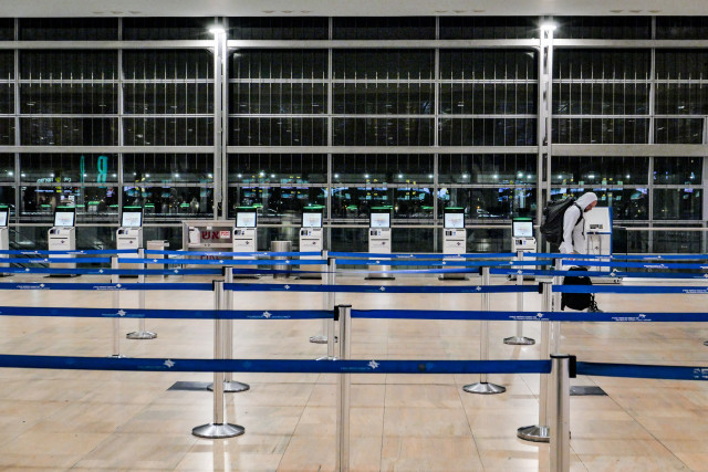 Passengers at the Ben Gurion International airport near Tel Aviv on October 3, 2024. Photo by Nati Shohat/Flash90