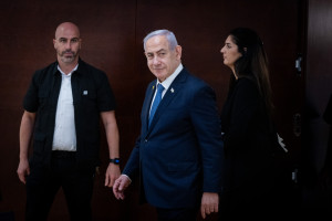 Israeli prime minister Benjamin Netanyahu in the Israeli parliament on November 13, 2024. Photo by Chaim Goldbergl/Flash90