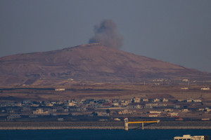 Smoke rises after an Israeli air strike in Syria. Photo by David Cohen/Flash90