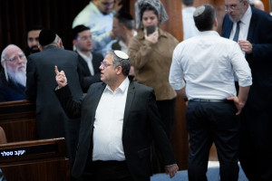 Israeli minister of National Security Itamar Ben Gvir attends a plenum session on the state budget in the assembly hall of the Israeli parliament, December 16, 2024. Photo by Chaim Goldberg FLASH90