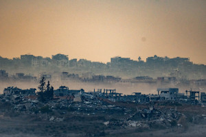 Destroyed buildings in the northern Gaza Strip, as seen from the Israeli side of the border, on January 4, 2025. Photo by Erik Marmor/Flash90