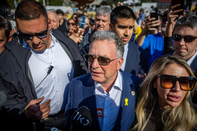 United States Special Envoy to the Middle East Steve Witkoff at Hostage square in Tel Aviv, January 30, 2025. Photo by Yonatan Sindel/Flash90