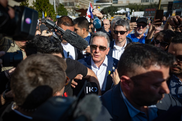 United States Special Envoy to the Middle East Steve Witkoff visits at Hostage square in Tel Aviv, January 30, 2025. Photo by Yonatan Sindel/Flash90