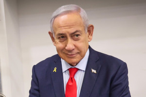 Israeli Prime Minister Benjamin Netanyahu arrives to the courtroom at the Distrcit court in Tel Aviv, before the start of his testimony in the trial against him, March 10, 2025. Photo by KOKO/POOL/Flash90
