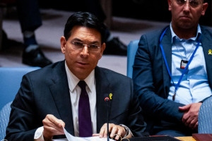 Israel's Ambassador to the United Nations Danny Danon speaks during a meeting at the United Nations headquartes in New York City, March 20, 2025. Photo by Liri Agami/Flash90