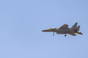An Israeli Air Force fighter jet flying over central Israel, June 23, 2025. Photo by Nati Shohat/Flash90
