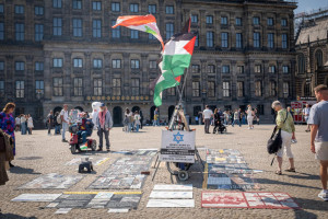 Pro Palestinian supporters on Dam square in Amsterdam, Netherlands, on June 11, 2025. Photo by Dor Pazuelo/FLASH90