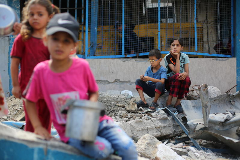 Palestinian children in Gaza City, July 20, 2025. (Photo by Ali Hassan/Flash90)