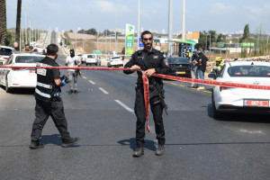 The scene where eight people were injured in a hit-and-run near Kfar Yona, Center Israel, including two with moderate injuries on July 24, 2025. Photo by Gili Yaari /Flash90