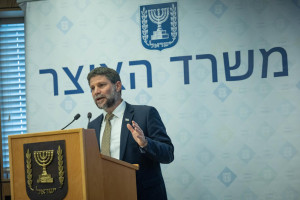 Israeli minister of Finance Bezalel Smotrich attends a press conference at the Ministry of Finance in Jerusalem on August 6, 2025. Photo by Yonatan Sindel/Flash90