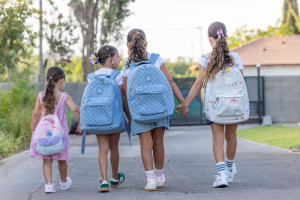 Israeli children who will begin school and kindergarten in the upcoming academic school year pose for a picture in Moshav Yashresh, August 27, 2025. Photo by Yossi Aloni/Flash90