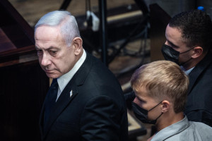 Israel's prime minister Benjamin Netanyahu at the opening ceremony of the new Knesset museum, in Jerusalem on August 11, 2025. Photo by Yonatan Sindel/Flash90