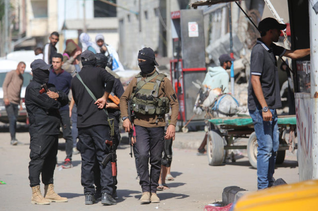 Hamas police forces deployed in Gaza City after a ceasefire between Hamas and Israel in Gaza. October 11, 2025. Photo by Ali Hassan/Flash90