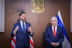 Israeli Prime Minister Benjamin Netanyahu holds a press conferene with U.S. Vice President JD Vance at the Prime Minister's office in Jerursalem, October 22, 2025. Photo by Marc Israel Sellem/Flash 90