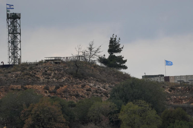 A UNIFIL base in southern Lebanon, as it seen from the Israeli side of the border, on November 16, 2025. Photo by David Cohen/Flash90