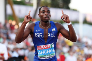 Israel’s Blessing Afrifah in European U23 200m title in Bergen, Norway. July 20 2025. Photo: Israel X by Alex Livesey / Stringer