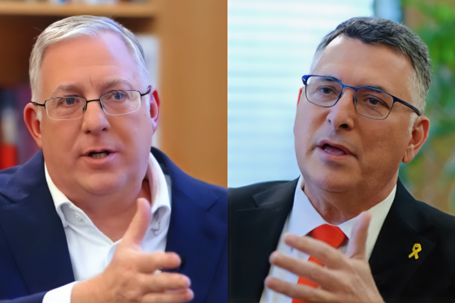 Joel C. Rosenberg interviews Foreign Minister Gideon Sa'ar on TBN's The Rosenberg Report. Credit: TBN