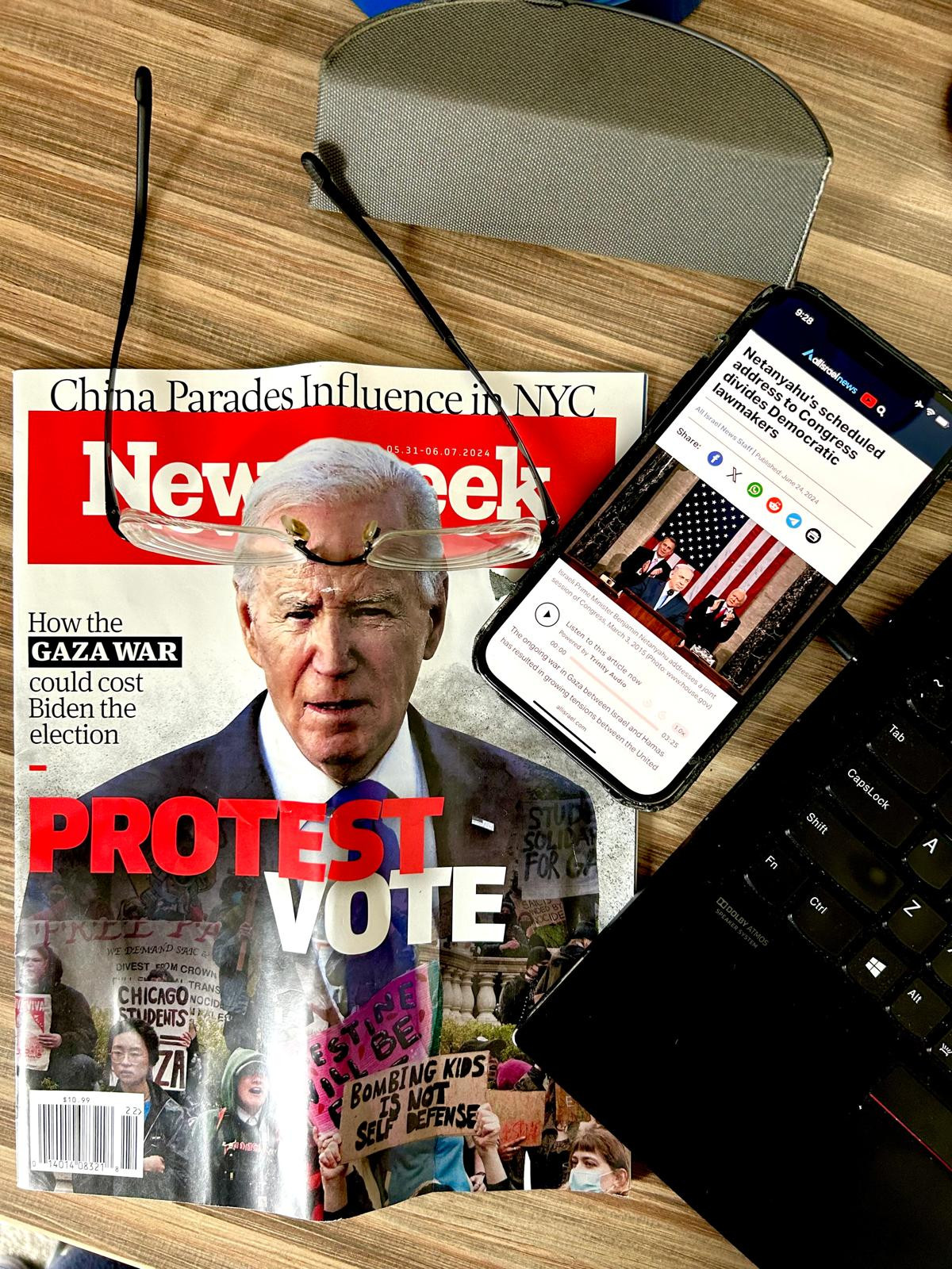 Newsweek magazine cover entitled "How the Gaza war could cost Biden the election"