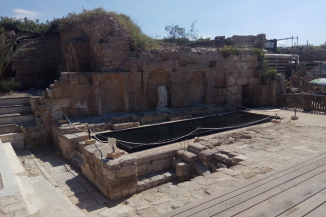 The Roman "Nympheum" fountain at Caesarea, in October 2 2019 (Photo: Aaron Goel-Angot).