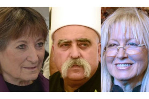 Miriam Adelson, Mowafaq Tarif, and Galila Ron-Feder Amit
(Photo: Mark Neyman, GPO; KAN News)