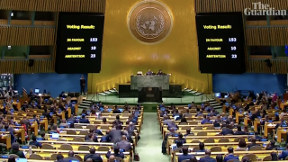 United Nations General Assembly on ceasefire resolution in Gaza, in New York City, US, December 12, 2023 (Photo: Screenshot from The Guardian YouTube channel)