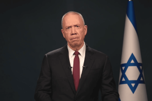 Former defense minister Yoav Gallant announcing his resignation from the Knesset, January 1, 2025 (Photo used under section 27A of the copyright law).