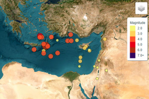 Earthquake magnitude map. May 14,2025. Photo: The Geological Survey of Israel