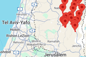 Screenshot from the Tzofar app showing real-time security alerts in Israel.