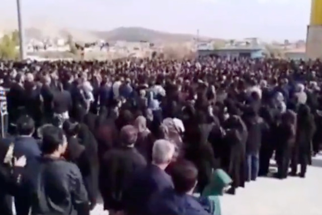 Mourners at the funeral of Alireza Seydi, a 17-year-old protester killed by security forces in Abdanan, western Iran, January 17, 2025 Photo: Mossad Commentary X
