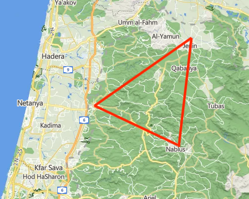 The so-called Triangle of Fear from the beginning of the Second Intifada.