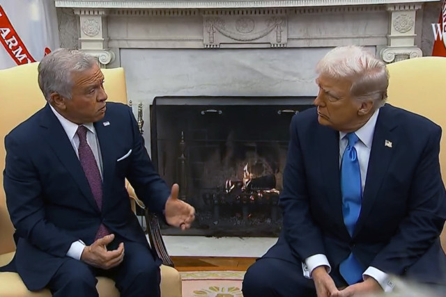 Jordan's King Abdullah II and President Trump meet at the White House (Credit: White House video feed)
