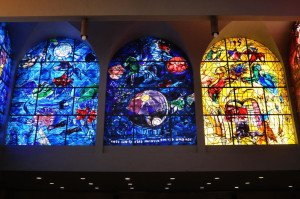 The Chagall Windows in the Abbell Synagogue at the Hadassah University Medical Center in Jerusalem. May 19, 2008. Photo by Jorge Novominsky/Flash90