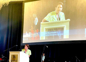 Former U.S. Congresswoman Michele Bachmann speaking at the Jerusalem Prayer Breakfast 2024 (Photo: All Israel News Staff)