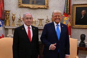 Prime Minister Benjamin Netanyahu's meeting with US President Donald Trump in the Oval Office in the White House, February 4, 2025. Photo by Avi Ohayon (GPO).