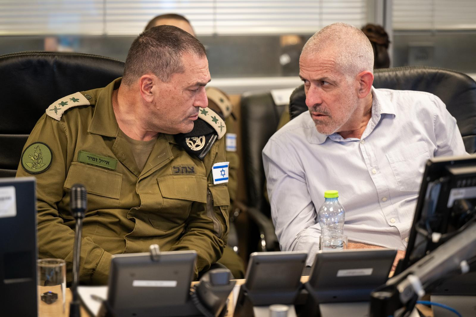 The Chief of the General Staff, LTG Eyal Zamir, the Director of the ISA, Ronen Bar, and the Commanding Officer of the IAF, Maj. Gen. Tomer Bar, in the IAF’s Underground Operations Center, commanding the strikes in Gaza overnight.
