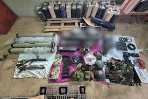 Hezbollah weapons and equipment found by IDF soldiers in southern Lebanon (Photo by IDF).