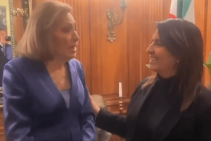Minister Gila Gamliel meets with exiled Iranian Queen Farah Diba. Photo: Screenshot from footage on the Minister's X account.
