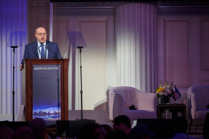 New York, NY USA 6-3-24 - Jerusalem Post Conference. Editor-in-Chief Zvika Klein addressing the opening of the conference. Photo: Shutterstock