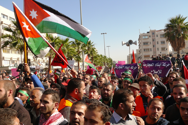 Amman, Jordan - 11. October 2015: Jordanian Muslim brotherhood demonstrates against government during the Arab spring. (Photo: Shutterstock)
